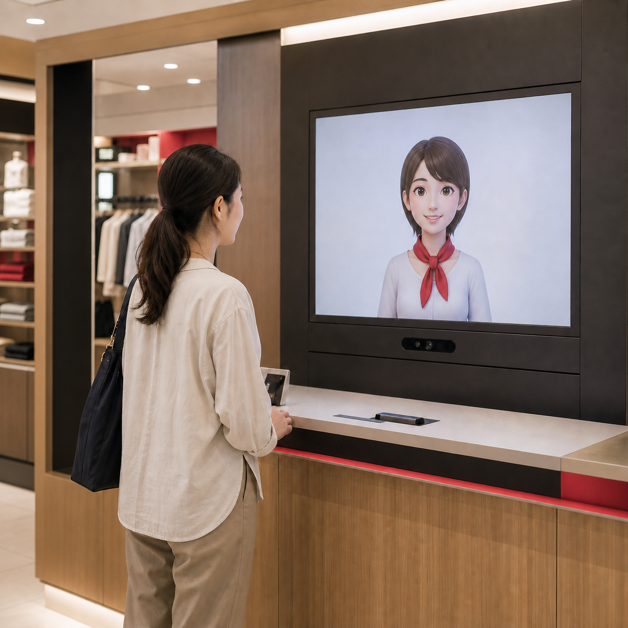 固定サイネージ上のアバターによる店舗接客